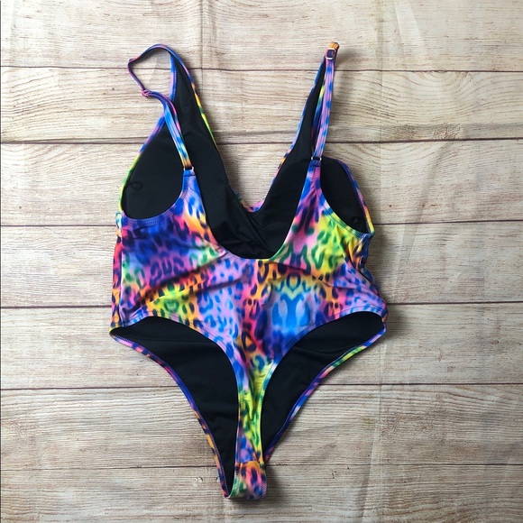 Alia Colorful Leopard Print One Piece Swimsuit - Picture 3 of 3